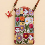 Tulip Daisy Patch Quilted Slim Phone Crossbody Bag