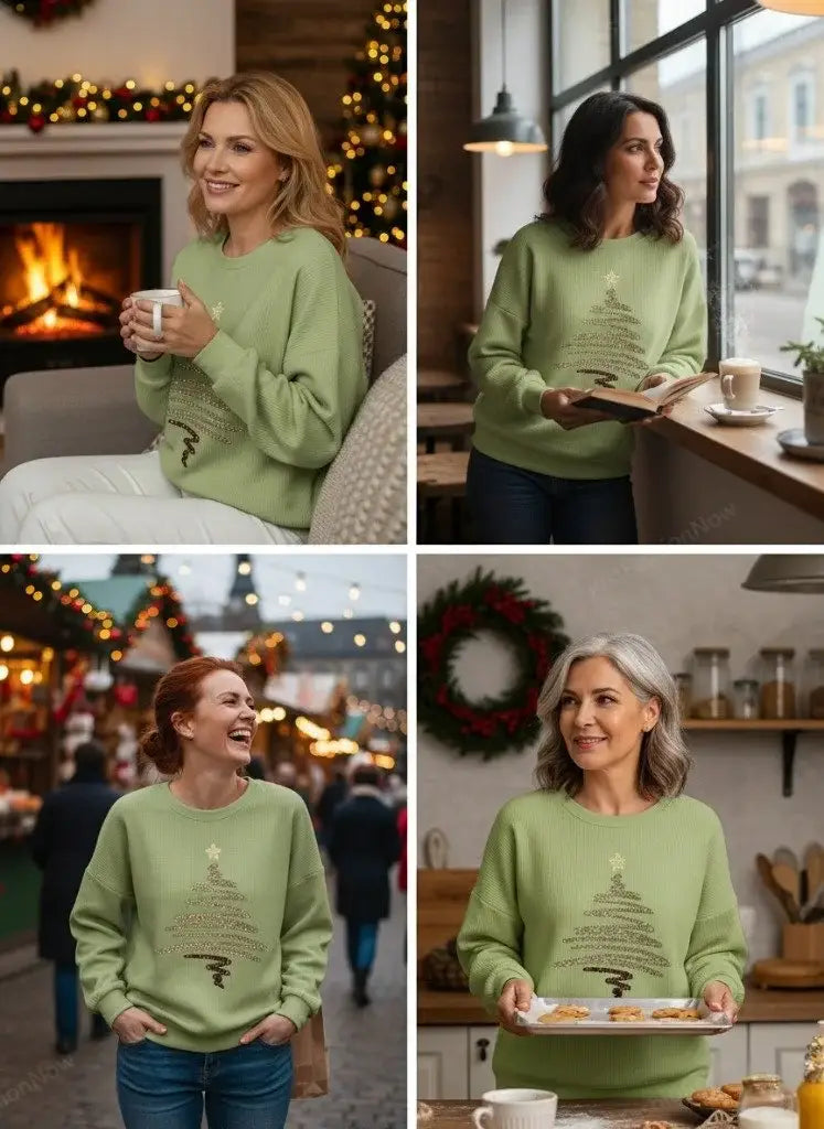 Women Christmas Crew Neck Printing Casual Sweatshirt