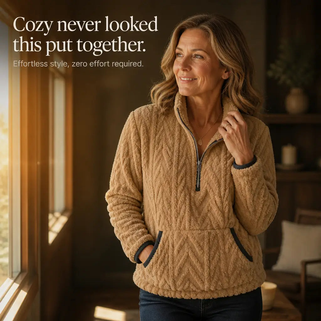 Full Size Fleece Half Zip Sweatshirt