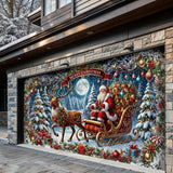 Santa’s Sleigh Ride Spreading Cheer Garage Door Banner Decoration