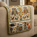 Folk Owl Garden Quilted Sofa Armrest Organizer