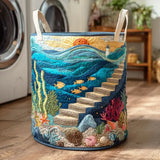 Ocean Wave Quilted Laundry Basket