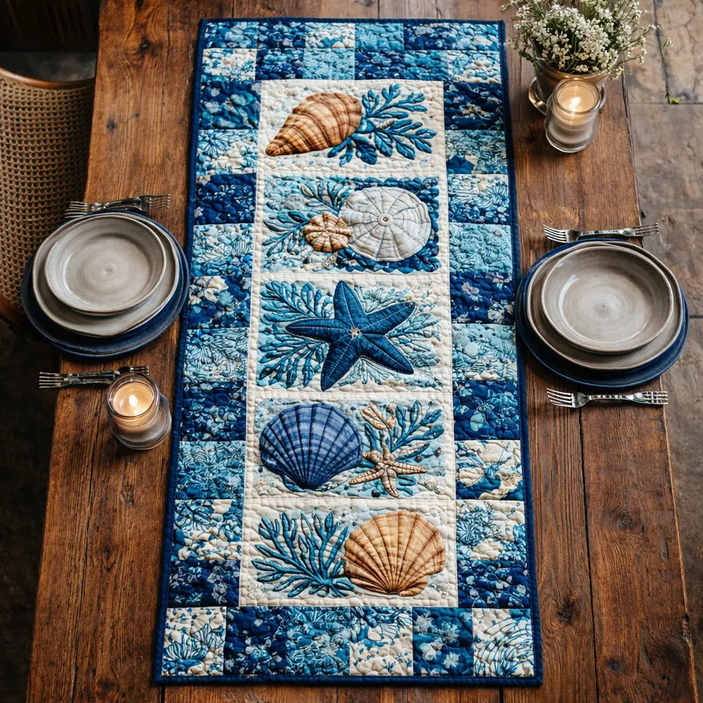 Blue Reef Quilted Table Runner