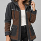 Women's Denim Jackets Long Hooded Patchwork Zip Up Jacket