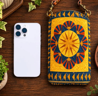 Boho Patterned Quilted Slim Phone Crossbody Bag