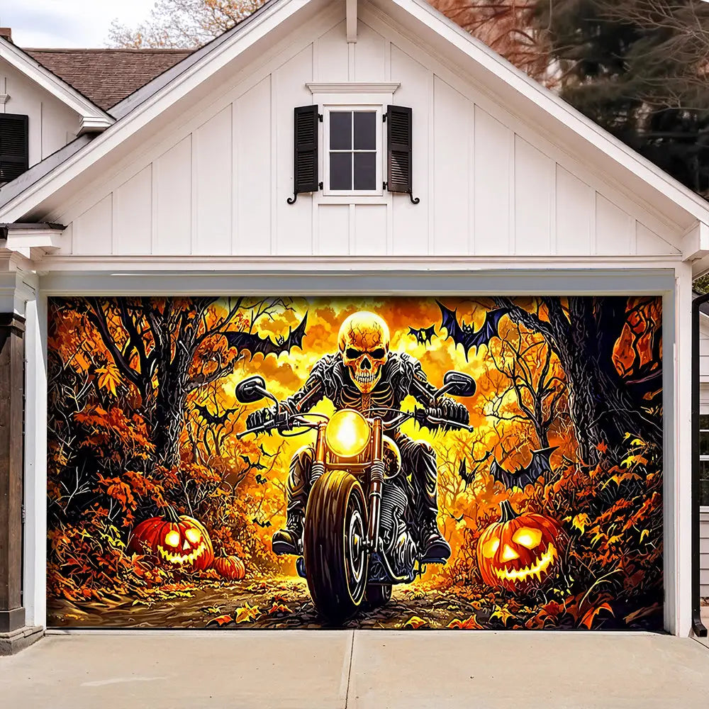 Born To Ride Built For Halloween Garage Door Banner Decoration