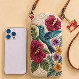 Hummingbird Quilted Slim Phone Crossbody Bag