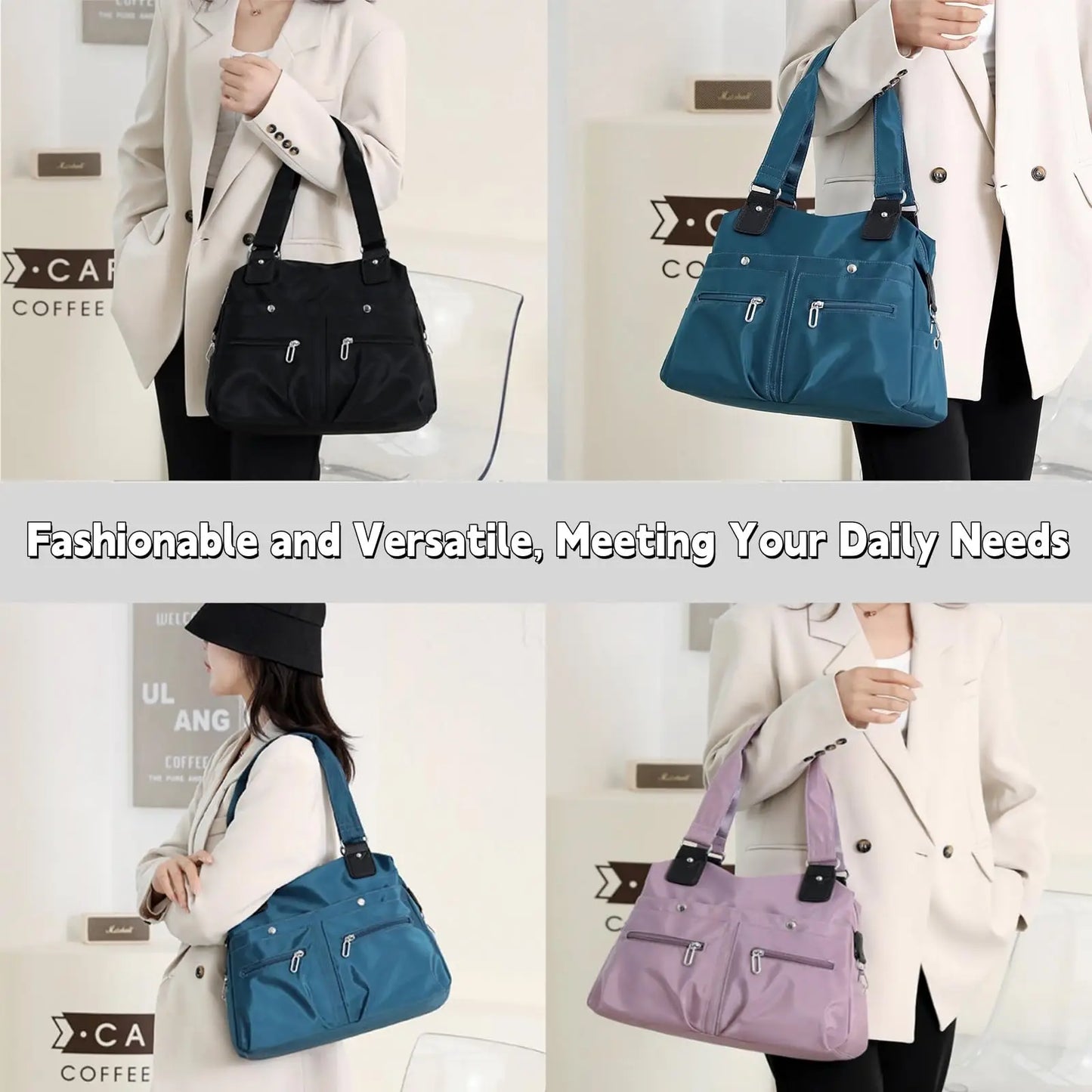 Waterproof Multi Pocket Resistant Nylon Handbag