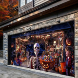 Skeleton’s Trick-or-Treat Party Halloween Garage Door Banner Decoration