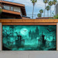 Haunted Cemetery Gate Halloween Garage Door Banner Decoration