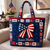 Patriotic Bow America 250 Handmade Tote Bag