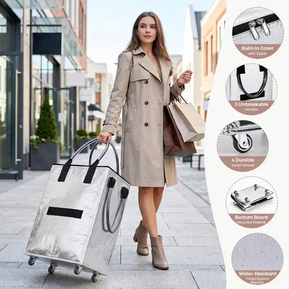 Reusable Rolling Grocery Bag with Wheels