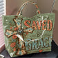 Saved by Grace Cross Floral Print PVC Tote Bag