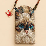 Art Cat Quilted Slim Phone Crossbody Bag