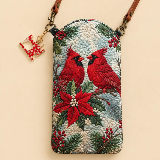 Cardinal Birds Quilted Slim Phone Crossbody Bag