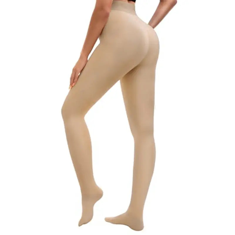 Women's Fleece Lined Tights Body Slimming Leggings Sheer Fake Translucent