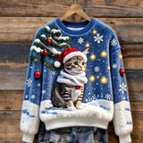 Christmas Cat Snowflake Cozy Plush Sweatshirt