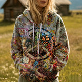 Swirl Peace Quilted Casual Regular Fit Long Sleeve Hoodie Sweatshirt
