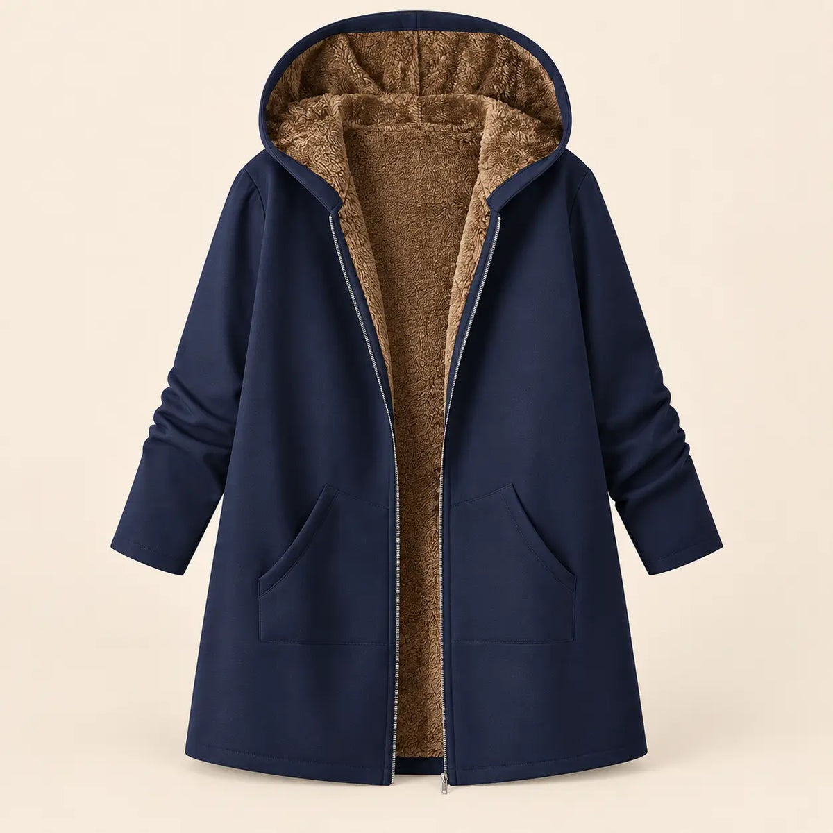 Winter Plush-Lined Cozy Hooded Coat