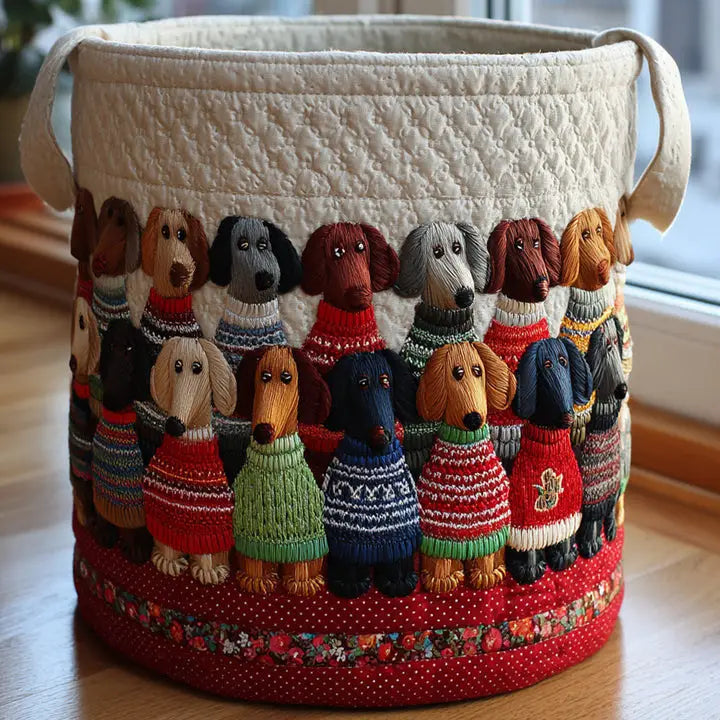 Dachshund Dog Quilted Laundry Basket