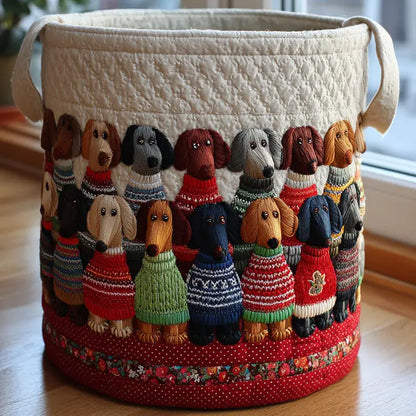 Dachshund Dog Quilted Laundry Basket