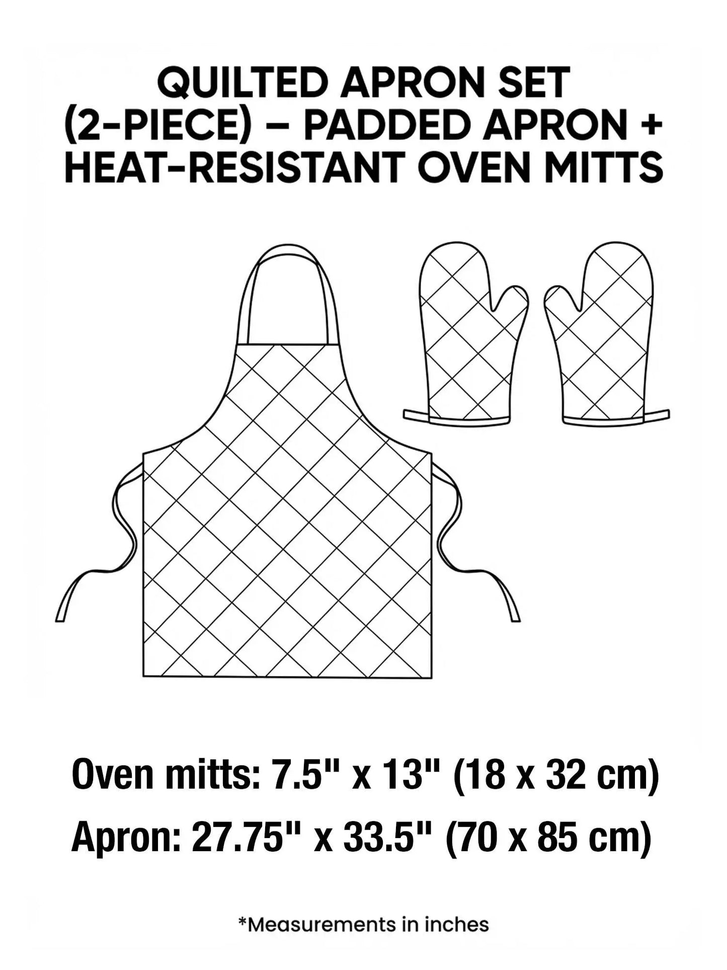 Napping Cat Quilted Apron Set (2-Piece) – Padded Apron + Heat-Resistant Oven Mitts