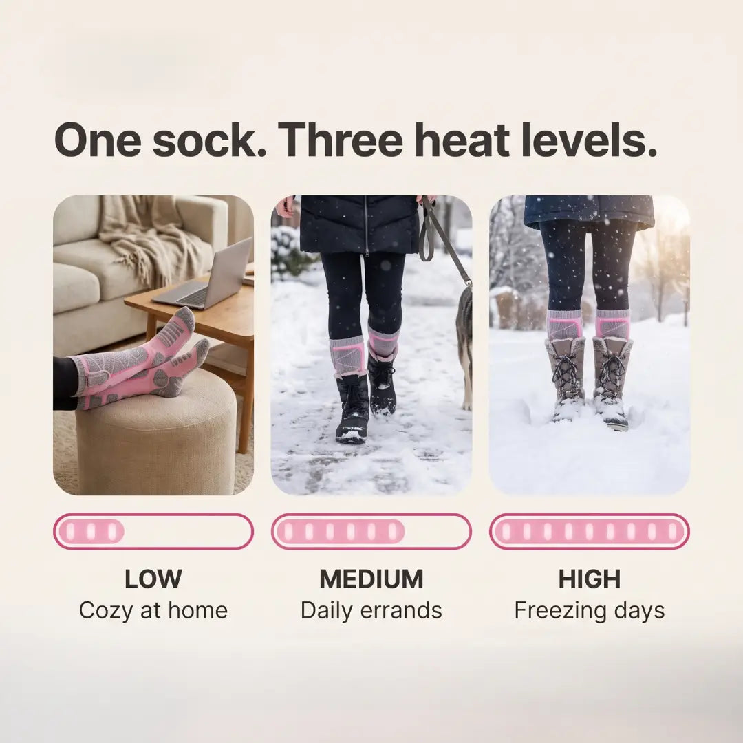 Heated Thermal Socks With Three Adjustable Temperature Settings