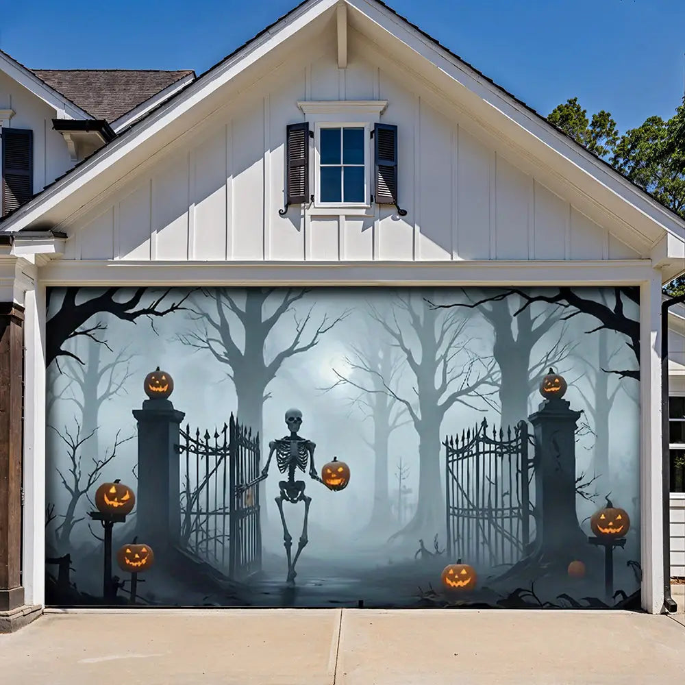 Death Skull Gate Halloween Garage Door Banner Decoration
