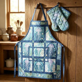 Jellyfish Quilted Apron Set (2-Piece) – Padded Apron + Heat-Resistant Oven Mitts