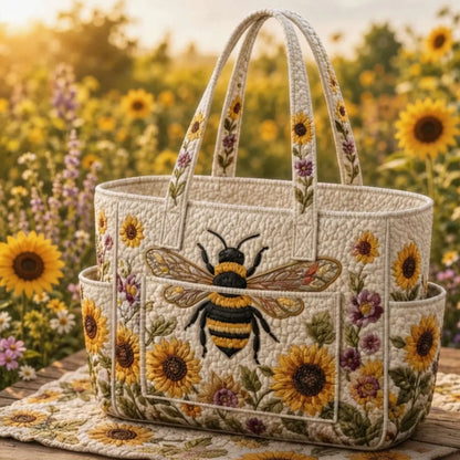 Bee Cozy Multiple Pockets Quilted Tote Bag