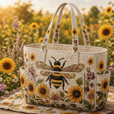 Bee Cozy Multiple Pockets Quilted Tote Bag