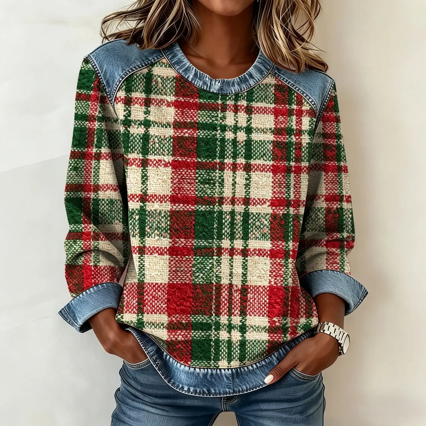 Patchwork Sweatshirt Women – Relaxed Urban Style
