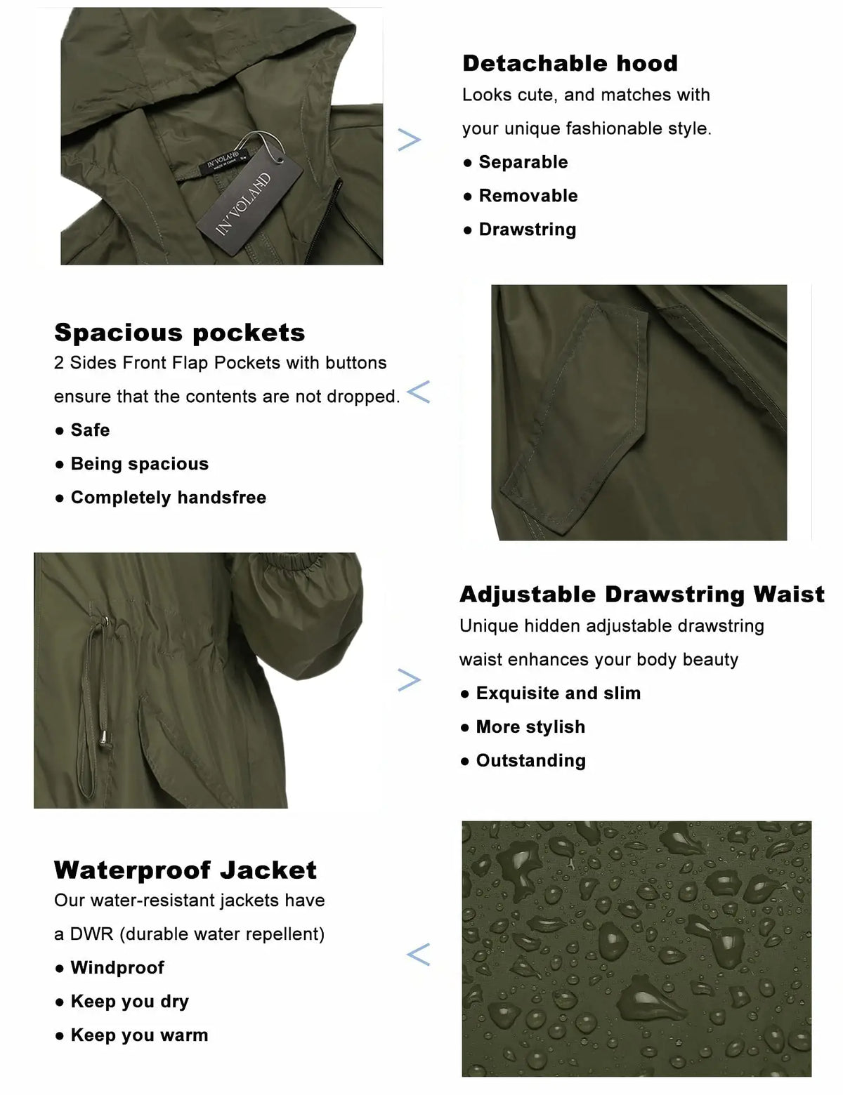 Women's Lightweight Waterproof Rain Coat with Hood