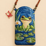 Pond Frog Quilted Slim Phone Crossbody Bag