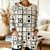 Minimal Line & Dot Colorful 3D-Print Pocket Sweatshirt