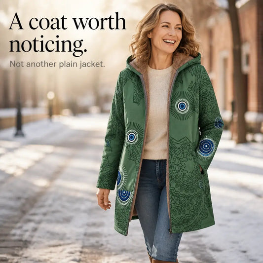 💖Women's Vintage Leaf Print Hooded Coat