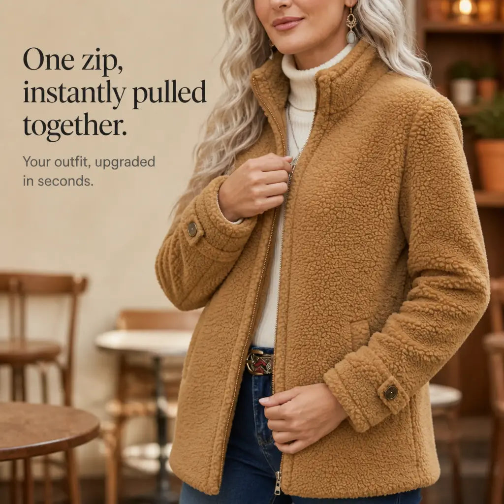 Full-Zip Lambswool-Feel Stand Collar Jacket