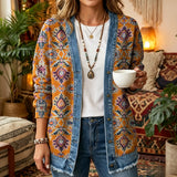 Mustard Tribal Pattern Print 3D Digital Printing Denim Shirt