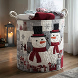 Festive Snowman Quilted Laundry Basket