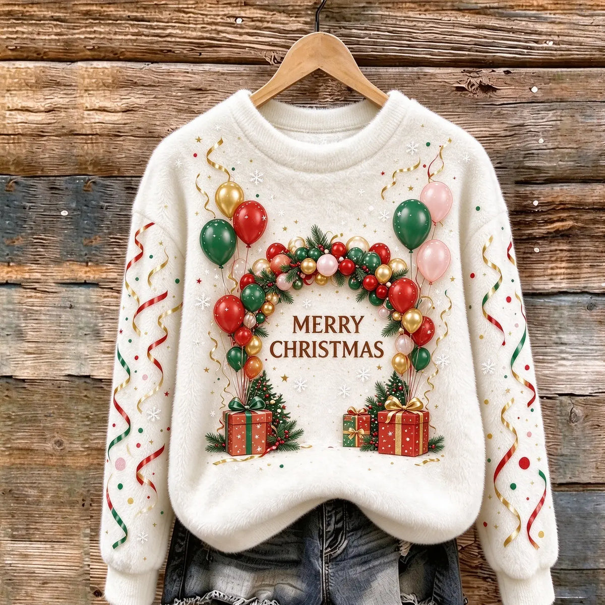 Christmas Balloon Cozy Plush Sweatshirt