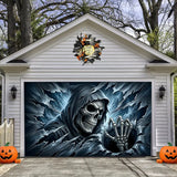 Skeleton Grim Reaper Break Halloween Garage Door Banner Decoration