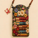 Books & Wildflowers Quilted Slim Phone Crossbody Bag