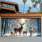 Majestic Reindeer Family In Winter Wonderland Garage Door Banner Decoration