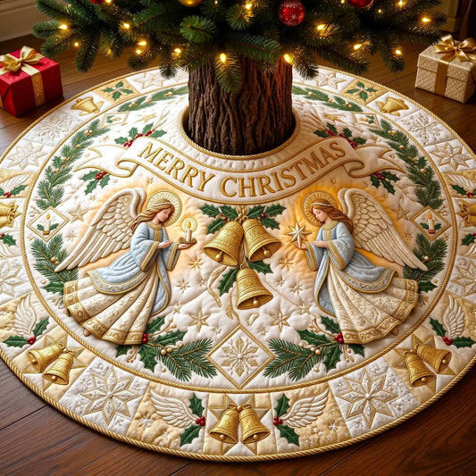 Merry Christmas Angel Quilted Tree Skirt