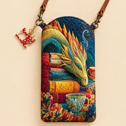 Magical Dragon Book Quilted Slim Phone Crossbody Bag