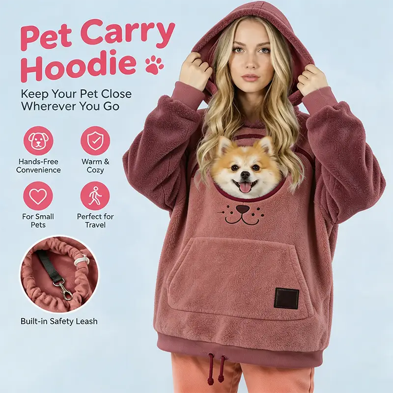 Cozy Pet Carrier Hoodie Built in Pouch for Cats Small Dogs
