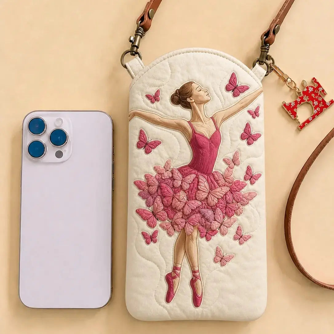 Elegant Ballerina Quilted Slim Phone Crossbody Bag