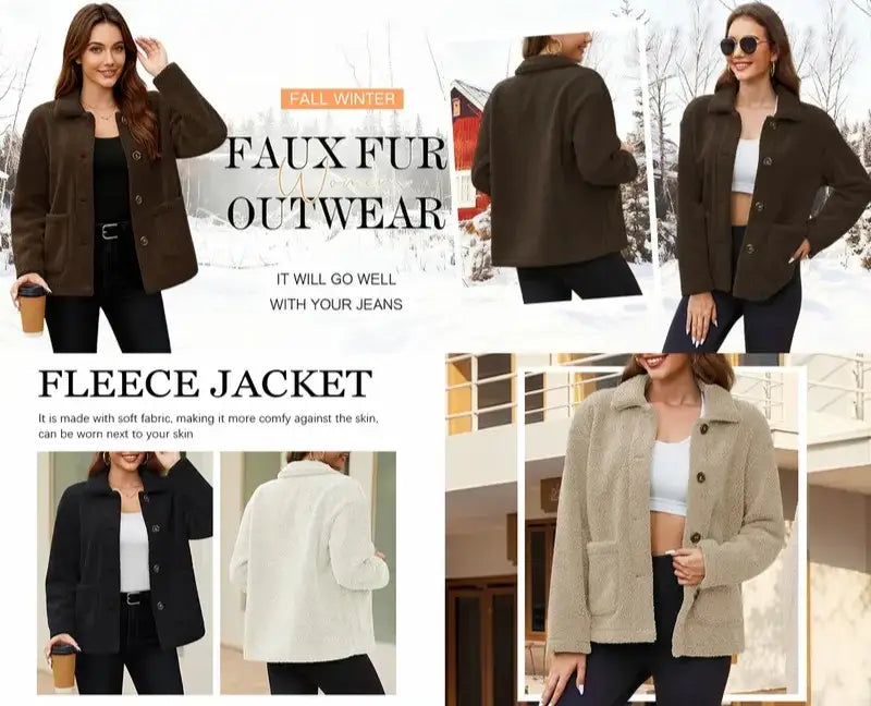 Women's Loose Soft Fleece Sherpa Teddy Jacket