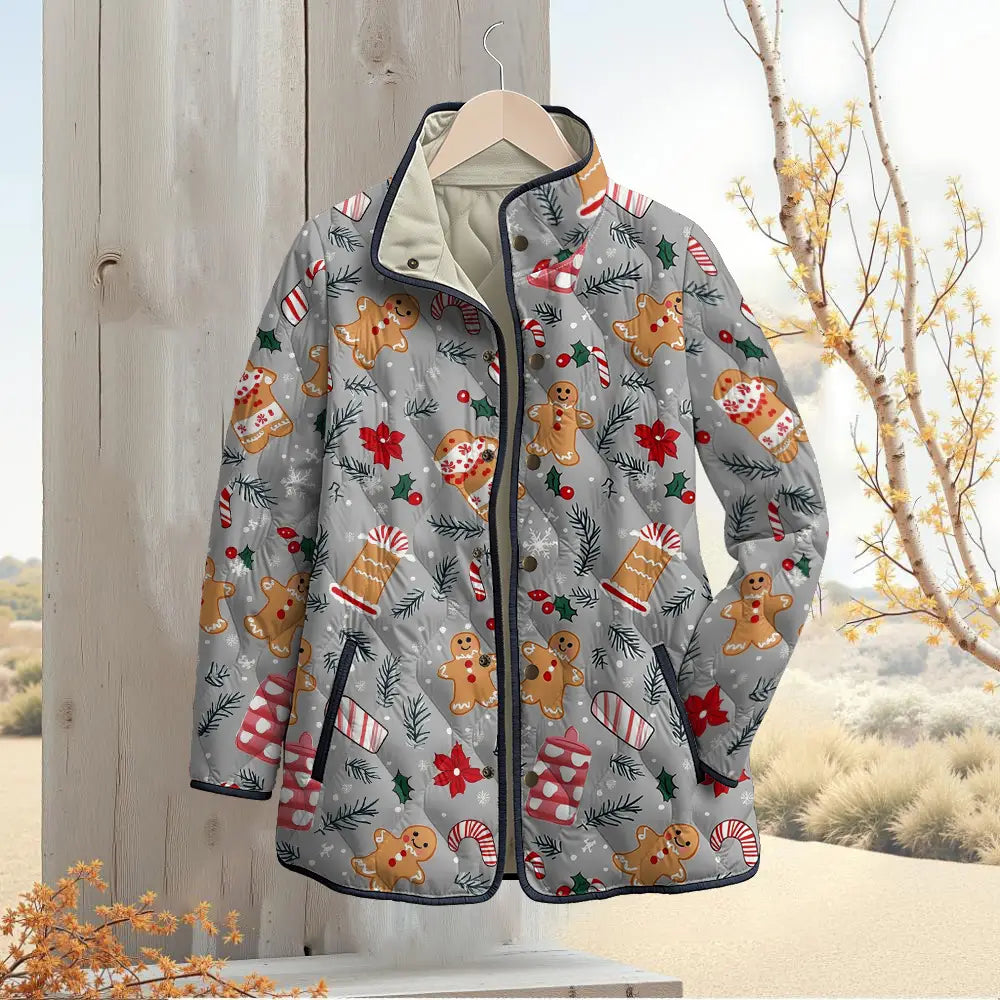 Gingerbread Man Christmas Quilted Jacket
