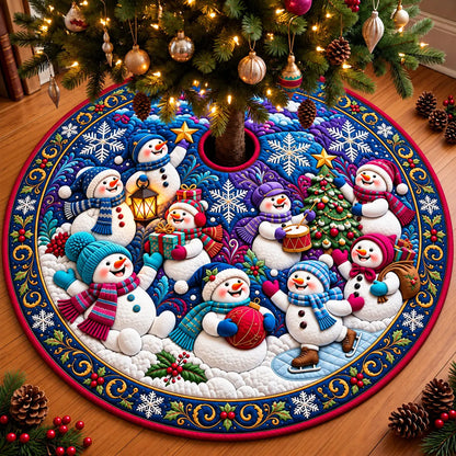 Snowman Family Quilted Tree Skirt